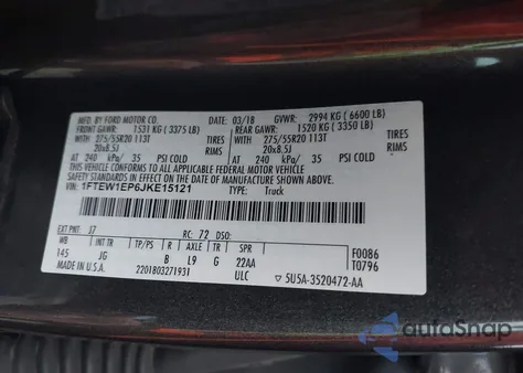 2018 Ford F-150 Xl from USA, damaged, VIN 1FTEW1EP6JKE15121